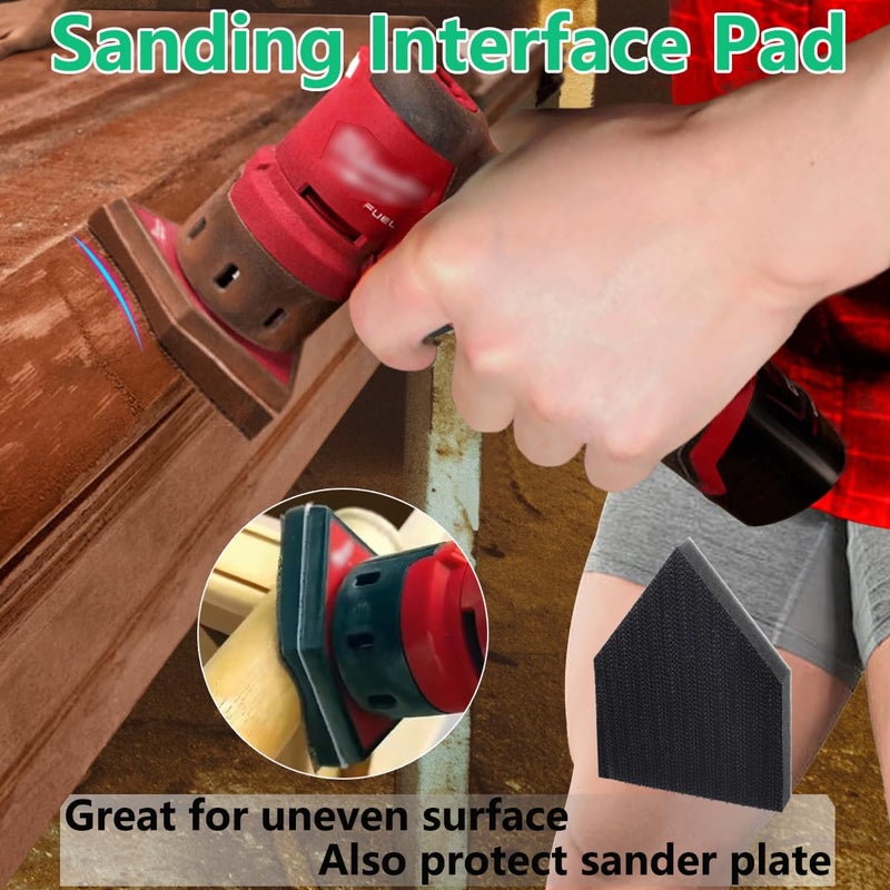 FOWOK 3.54" x 2.56" 80Pcs Detail Sanding Paper and 2 Pads Fits M12 Fuel Sander - 60, 120, 180, 240 Grit (20 of Each) Heavy Duty Hook & Loop Cloth Sandpaper for Detail Sander -FMS82 - Image 3